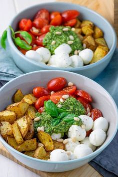 two bowls filled with different types of food