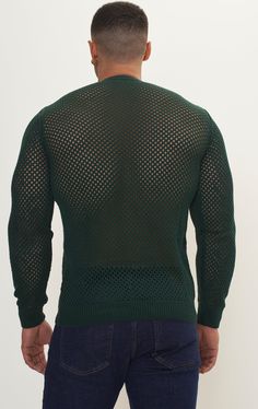 Dare to stand out with our See Through Fishnet Muscle Fit Shirt, the epitome of rebellious style and confidence. Crafted from high-quality fishnet fabric, this shirt offers a unique blend of sensuality and streetwear flair. Designed to showcase your physique, the muscle fit silhouette hugs your body in all the right places, accentuating your muscular build and adding a touch of allure to your look. The see-through nature of the fishnet fabric adds an element of mystery and intrigue, allowing you to make a bold fashion statement wherever you go. Whether you're hitting the club scene, attending a festival, or simply expressing your individuality on the streets, our See Through Fishnet Muscle Fit Shirt is sure to turn heads and command attention SIZE + FIT Tailored fit, to find your correct s Green Crew Neck Mesh Top For Spring, Fitted Green Mesh Top For Fall, Green Long Sleeve Mesh Top For Fall, Casual Green Mesh Top For Spring, Green Stretch Mesh Top Casual Style, Casual Fishnet Mesh Top, Spring Green Mesh Top With Crew Neck, Casual Green Mesh Top, Open Knit Mesh Tops With Long Sleeves