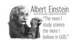 albert einstein quote with an image of his hand and the words'the more i study science, the more i believe in god '