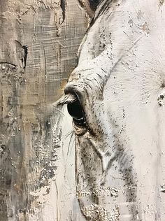 a painting of a white horse's face