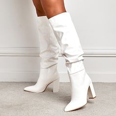 Category:Boots; Upper Materials:Suede,PU; Season:Fall,Winter; Heel Type:Chunky Heel; Gender:Women's; Toe Shape:Round Toe; Type:Knee High Boots; Style:Elegant,Fashion,Vintage; Heel Height(inch):2-3; Outsole Materials:Rubber; Occasion:Daily; Closure Type:Zipper; Listing Date:11/01/2023; Production mode:External procurement; 2024 Trends:Suede Shoes,Plus Size,Heel Boots,Lace Up Boots; Size chart date source:Provided by Supplier. Womens Knee Boots, White Knee High Boots, Thick Heel Boots, Chunky Heeled Boots, Knee High Boots Winter, Womens Suede Boots, High Heel Stiefel, Pointed Toe Boots, Chunky High Heels