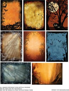 My treat for you on this spookalicious day is the Halloween Spooky Background collage sheet pictured above. The backgrounds are ATC siz...