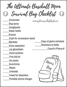 the ultimate baseball mom survival bag checklist