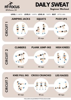 an info sheet showing the different exercises to do with dumbs and push ups for beginners