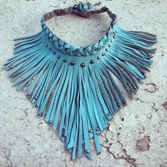 Items similar to Leather fringe choker with braid and stud detail on Etsy Diy Bangle Bracelets, Leather Jewelry Diy, Leather Fringe, Leather Earrings