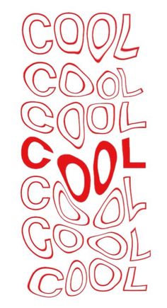 the word cool is written in red on a white background