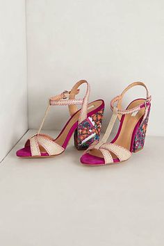 Floral Heels, Strap Wedge, Wrap Heels, Style Savvy, Glass Slipper, Ankle Straps, T Strap, On Shoes