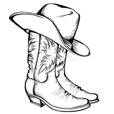 a cowboy hat and boots on a white background stockvectors, clipping