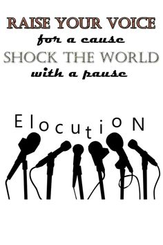 an image of microphones with the words, raise your voice for a cause shock the world