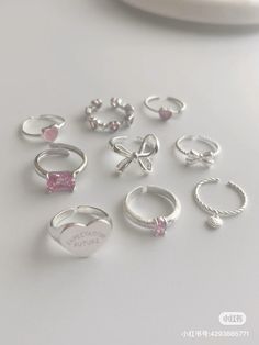 #rings #accessories Cute Girly Things To Buy, Girly Jewelry Aesthetic, Coquette Accessories Aesthetic, Girly Accessories Jewellery, Accesories Outfit Jewelry, Pink Jewelry Aesthetic, Coquette Rings, Coquette Accesorios, Coquette Jewellery