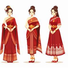 Thai Outfits, Ancient Dress, Fashion Design Books, Thai Clothes, Traditional Japanese Kimono, Fashion Drawing Sketches, Fashion Terms, Culture Clothing