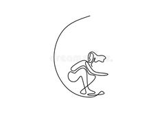 a man with a surfboard in his hands is walking on the moon line art royalty illustration