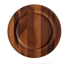 an empty wooden plate on a white background