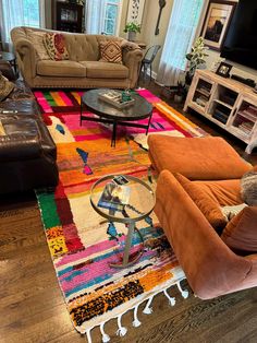 a living room filled with furniture and a flat screen tv