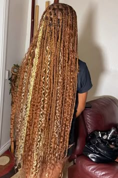 350# Ginge Deep Wave Bulk Human Hair For Braiding BU20 Fall Box Braids Color, Braiding Hair Colors, Braids Knotless, Cute Braids, Braids Hairstyles For Black Women, Colored Braids, Cute Box Braids, Goddess Braids Hairstyles, Blonde Braids