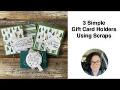 three gift card holders with the words 3 simple gift card holders using scraps