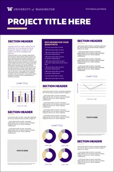 a purple and white resume template with numbers on the front, two columns below it