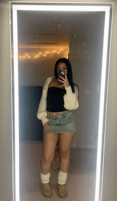 Outfit Ideas For Function, Essential Sweater Outfit, Nice Thanksgiving Outfits, Fall Fits Classy, Winter Sandals Outfit, Fall Outfits Tasman Uggs, Shein Outfits With Skirts, B Day Fits, Cute Winter Outfits Skirt