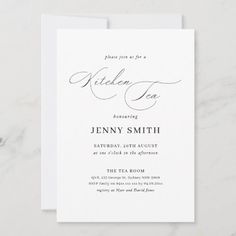 $1.98 | Simple black and white bridal shower invitation | Bridal Shower Invitations | elegant bridal shower, classy, modern, minimalistic bridal shower, contemporary invitation, simple bridal shower, black and white invitation, elegant invitation, hen's party, kitchen tea Simple Bridal Shower, White Bridal Shower, Elegant Typography, Flower Collection, Invitation Sizes, Elegant Invitations, White Bridal