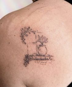 Nurturing Tattoo, Flower Vase Tattoo Design, Mediterranean Tattoo, Illustrative Tattoo Style, Museum Tattoo, Vintage Aesthetic Tattoos, Body Doodles, Ephemeral Tattoo, Whimsical Tattoos