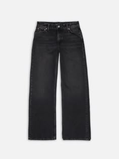 A loose, low-waist fit with a wide leg in a black wash featuring dark grey highlights. These jeans exhibit a soft and subtly worn-in appearance. The wash accentuates the texture of the denim, showcasing beautiful ring-spun character and textural depth. Black Flare Jeans For Fall, Black Wide-leg Jeans, Classic Wide Leg Washed Black Pants, Classic Wide Leg Pants In Washed Black, Black Wide Leg Pants With Five Pockets, Black Wide Leg Flare Jeans With Relaxed Fit, Black Relaxed Fit Wide-leg Flare Jeans, Black Relaxed Fit Wide Leg Flare Jeans, Dark Grey Highlights