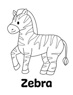 a zebra with the word zebra on it