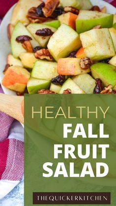 healthy fall fruit salad on a white plate