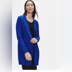 Brand New Never Worn - Color Is Royal Chic Blue Cardigan For Work, Elegant Blue Knit Cardigan, Elegant Blue Sweater For Fall, Elegant Blue Knit Sweater, Elegant Blue Fall Sweater, Blue Spring Cardigan For Work, Blue Spring Work Cardigan, Classic Blue Knit Outerwear, Blue Winter Workwear Cardigan