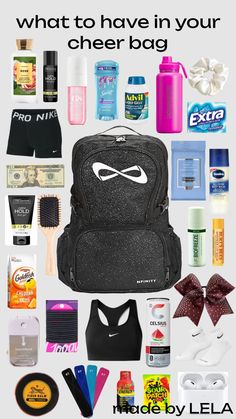 the back to school bag is full of items that include hair, makeup, and toiletries