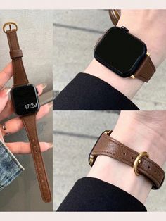 1pc Exquisite Mini Horse Hoof Buckle Leather Band, Slim Waist, Brown, Compatible With Apple Watch 38mm/40mm/41mm/42mm/44mm/45mm/49mm (Ultra), Fashionable  Watch Strap Compatible With Apple Watch Series 8 SE 7 6 5 4 3 2 1 Brown    Microfiber Leather  Smartwatch Bands   Watch Accessories & Tools, size features are:Bust: ,Length: ,Sleeve Length: Classic Brown Apple Watch Band For Everyday Use, Modern Brown Apple Watch Band For Everyday Use, Casual Brown Adjustable Apple Watch Band, Handmade Brown Leather Apple Watch Band, Adjustable Hand-tooled Brown Apple Watch Band, Watch Band Bracelet, Apple Watch 38mm, Mini Horse, Brown Belt