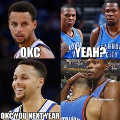 four different pictures of basketball players with captioning that says ok you next year