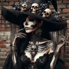 Mexican Witch Costume, Skull Witch Makeup, Catrina Hat Diy, Women Halloween Outfits, Diy Skeleton Costume Women, Skull Costume Women, Catrina Hat