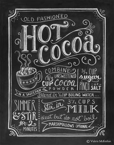 a chalkboard sign that says hot cocoa