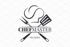 the logo for chef's restaurant, with two spatulas and a cooking utens