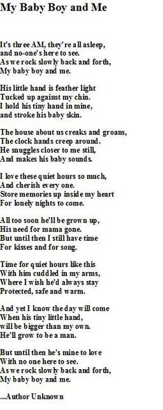 the poem for my baby boy and me