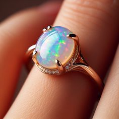 Mexican Fire Opal Ring Natural, Fire Opal Engagement Rings, Opal Ring Designs, Vintage Opal Rings, Moonstone Engagement Ring Rose Gold, Fire Opal Engagement Ring, Gemstones Rings, Unique Jewelry Vintage, Gold Opal Ring