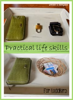 practical life skills for toddlers to learn how to use them as purses and wallets