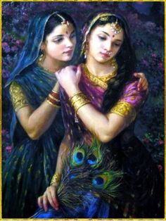 Radha Art, Arte Hippy, Shri Radha, Indian Painting, Shri Krishna, Radha Rani