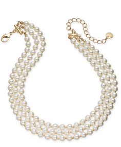 Add instant glam with this stunning imitation pearl triple row choker necklace from Charter Club. Dainty Diamond Necklace, Necklace Extender, Diamond Solitaire Necklace, Pearl Cluster, Silver Jewels, Solitaire Necklaces, Women Necklace, Pearl Choker, Charter Club