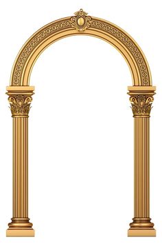 an ornate gold arch on a white background