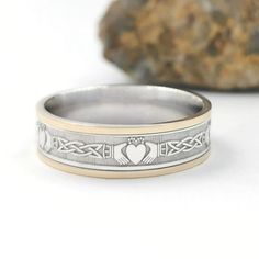 Irish Claddagh Rings, Claddagh Engagement Ring, Irish Wedding Rings, Lovers Knot, Irish Ring Claddagh, Grainy Texture, Irish Rings, Irish Claddagh, Rings Men