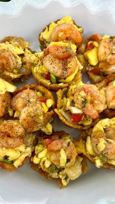 shrimp and egg muffins on a white plate