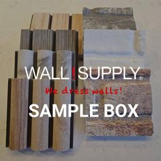 several different types of wall and flooring samples with the words wall supply sample box