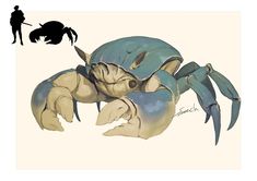 a drawing of a blue crab with claws on it's back legs and head