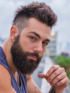 Septum Piercing Men, Curly Hairstyles For Men, Mens Beard, Scruffy Beard, Mohawk Hairstyles Men, Scruffy Men