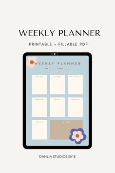 the weekly planner is shown with flowers on it and text that reads, weekly planner printable