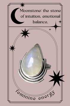 Moonstone is known for enhancing intuition, promoting emotional balance, and tapping into feminine energy. It is believed to aid in harnessing the cycles of the moon, facilitating spiritual growth, and fostering a deeper connection to one's inner wisdom. Moonstone is also associated with nurturing qualities, supporting creativity, and offering protection during times of change and transition. Cycles Of The Moon, Ring Moonstone, Inner Wisdom, Moon Cycles