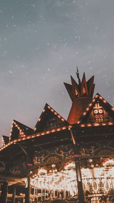 a merry go round with lights on it