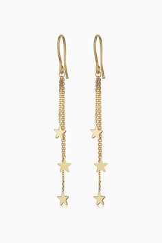 Three gold stars dangle from delicate chains at varying lengths to create a startling effect. Full of luster and shine, our Starry Night Triple Drop Earrings are ready to brighten up your every day. 14k Solid Yellow Gold 1.6 Inches Long 0.8 Grams Solid Gold French Hooks Crafted in Vicenza, Italy Vicenza Italy, Dangle Earrings Gold, Gold Earrings Dangle, Gold Stars, Solid Yellow, Starry Night, 6 Inches, Gold Earrings, Solid Gold