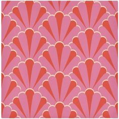 a pink and red wallpaper with an intricate fan pattern on the front, in various colors